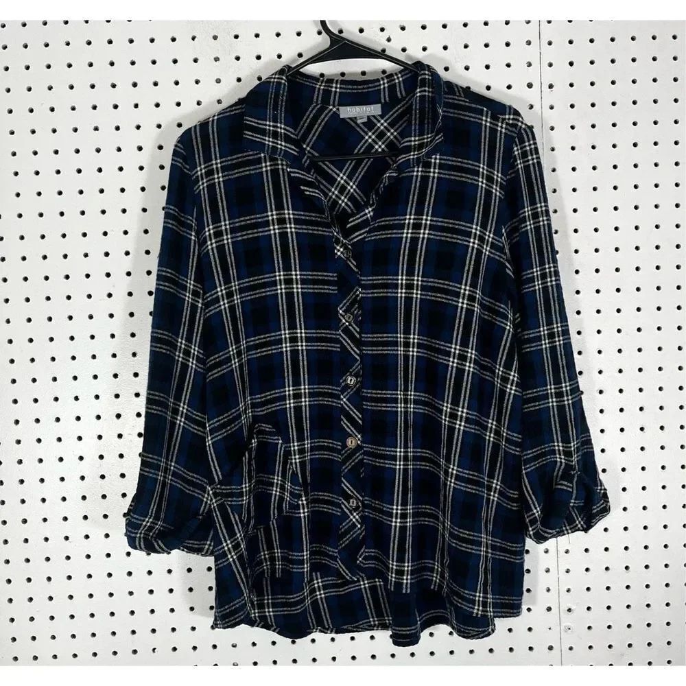 Habitat button down plaid top